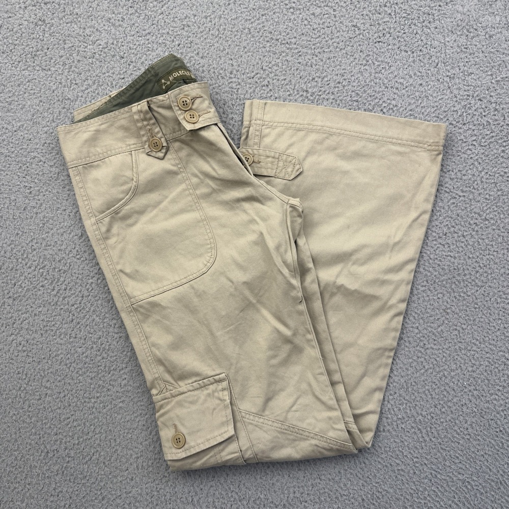 Y2K Molecule Low Rise Flare Cargo Pants Khaki Utility Gorpcore Women's XL x 33